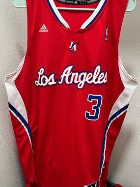 adidas Red Los Angeles Basketball Jersey with White and Blue Trim #3